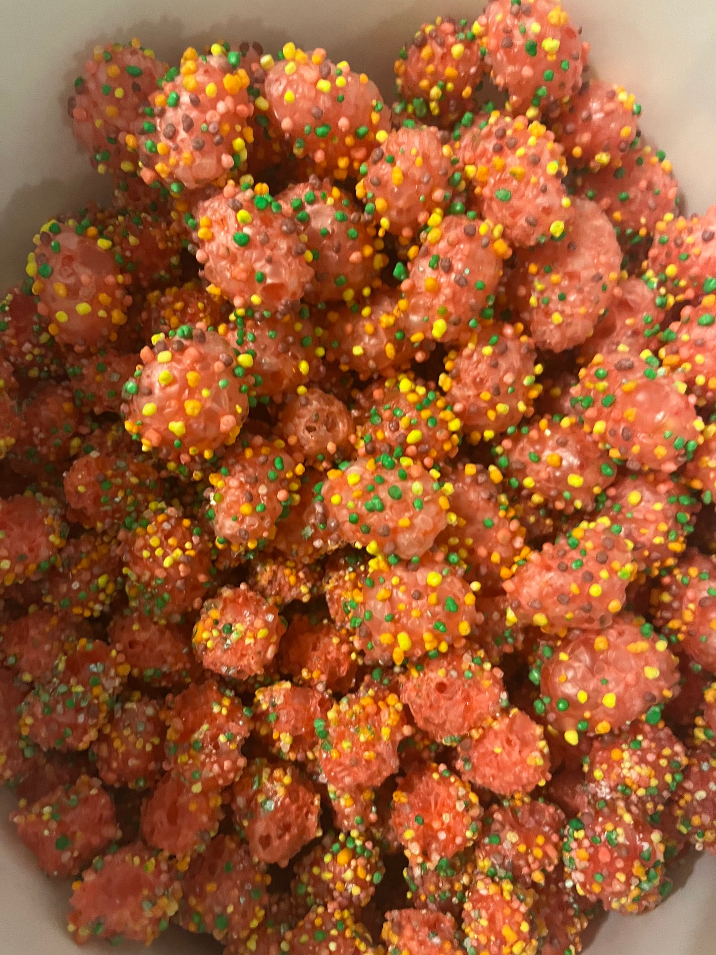 Asteroids, gummy candy with candy clusters